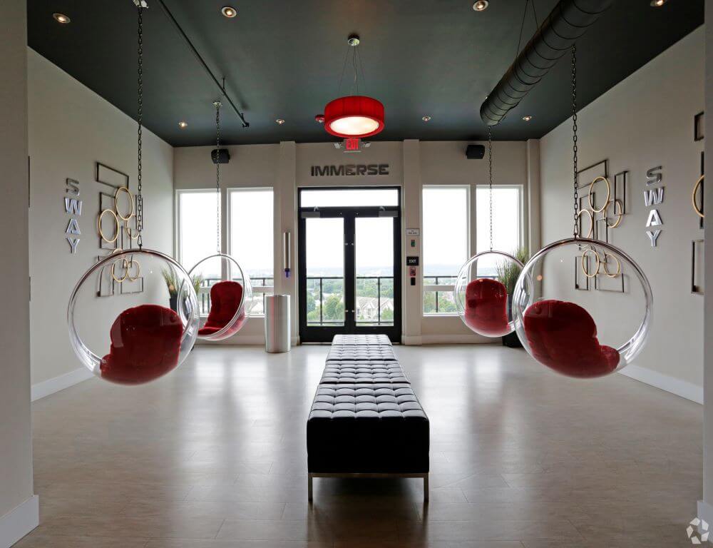 Swing chairs in clubhouse